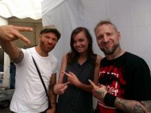 Matze Rossi, Nicole C. Cash (ebenfalls vor dem Auftritt) & Danny B, 30.08. 2.014, Berlin, Alex